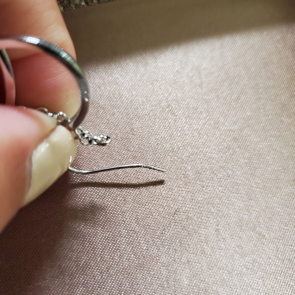 14k White Gold Circle Dangle Earrings - Picture 11 of 11